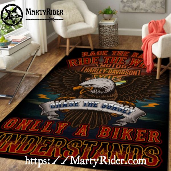 Eagle Chase the Sunset Harley Davidson Rugs