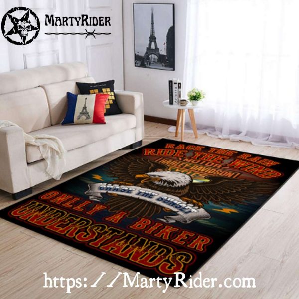 Eagle Chase the Sunset Harley Davidson Rugs