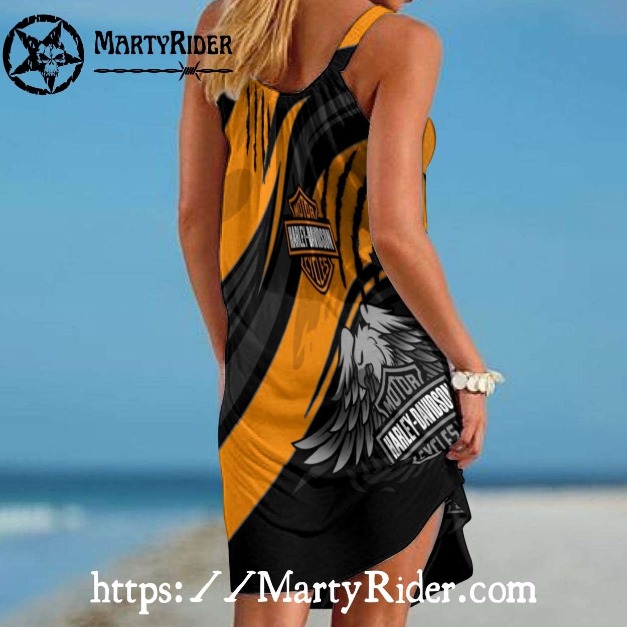 Eagle Claw Harley Davidson Beach Dress Bold Stripes Eagle Claw Harley Davidson Beach Dress Bold Stripes