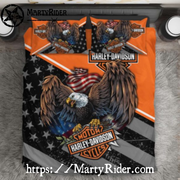 Eagle Flag Harley Davidson Bedding Sets Patriotic Power