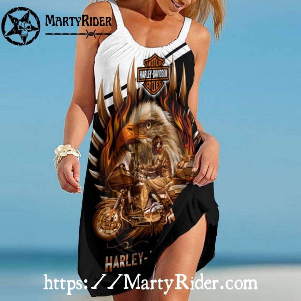 Eagle Flame Harley Davidson Beach Dress Rider