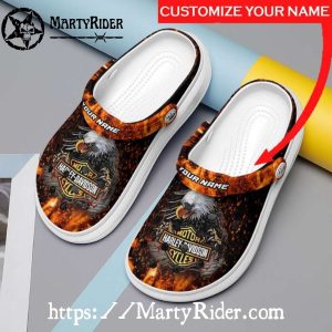Eagle Flame Harley Davidson Crocs Custom Name Edition