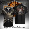 Engine Graphic Harley Davidson Aloha Shirt With Flaming Eagle Back