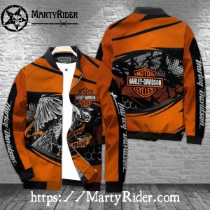Eagle Spirit Ride Harley Davidson Bomber Jacket Orange