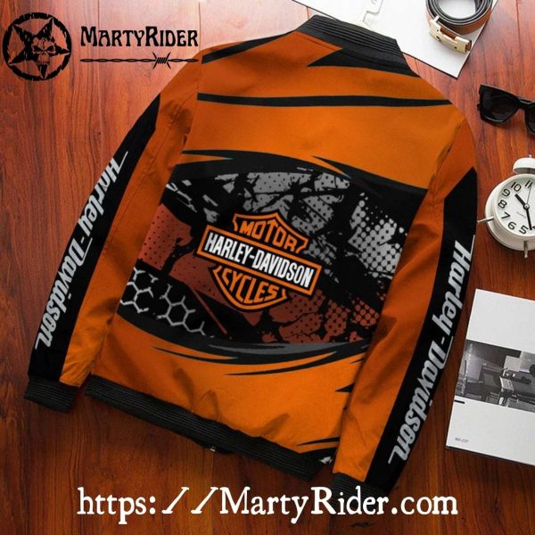 Eagle Spirit Ride Harley Davidson Bomber Jacket Orange