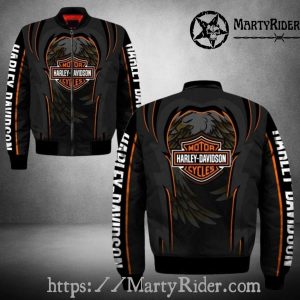 Eagle Spirit bomber jacket harley davidson black orange wings