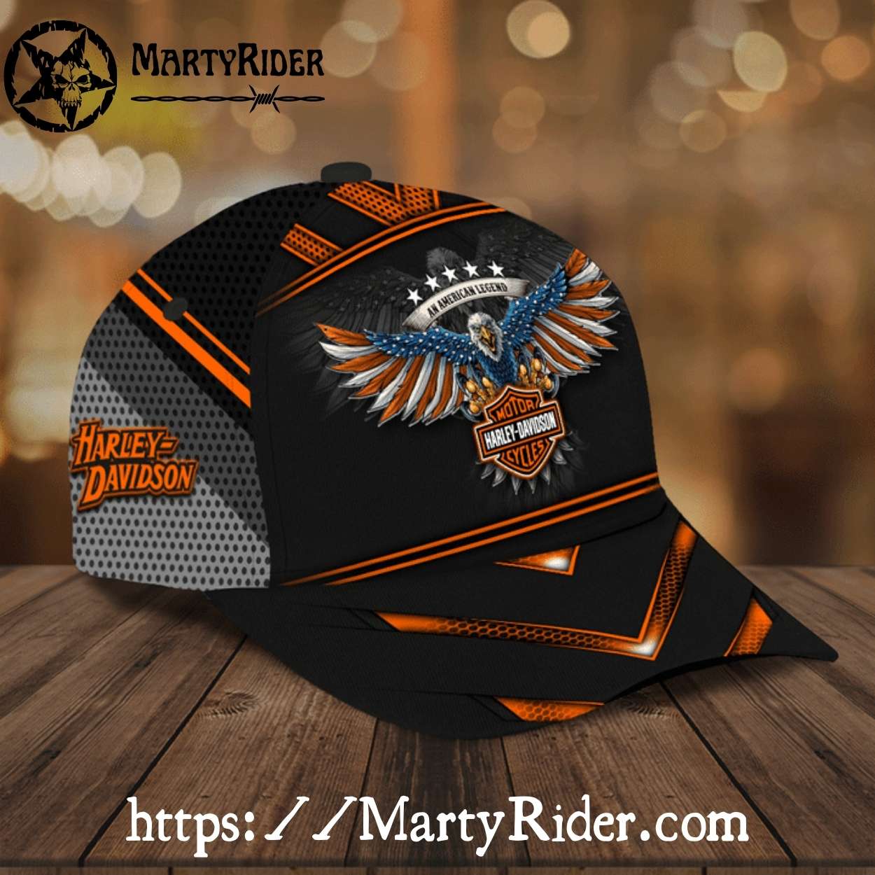 Eagle Wings American Legend Harley Davidson Caps – Orange Eagle Wings American Legend Harley Davidson Caps – Orange