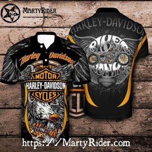 Eagle Wings Design Harley Davidson Polo Shirt Biker Art