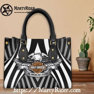 Eagle and Banner Harley Davidson Leather Lady Handbag