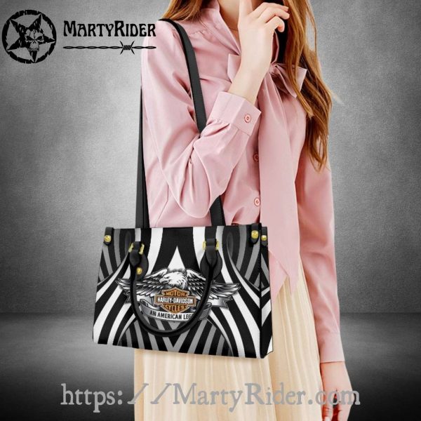 Eagle and Banner Harley Davidson Leather Lady Handbag