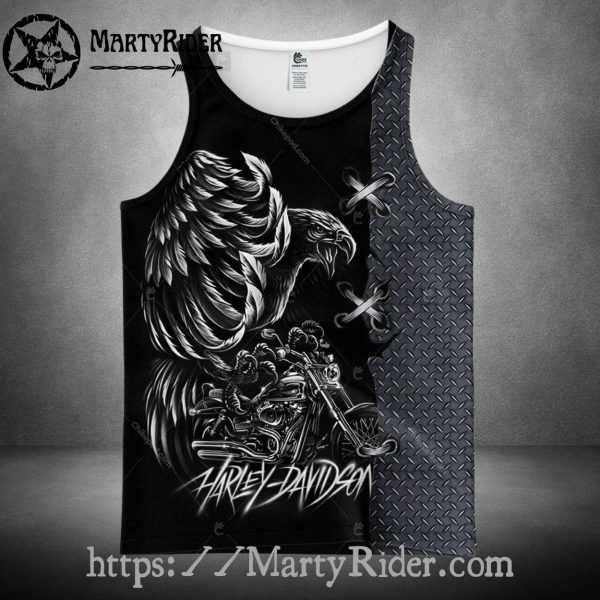Eagle and Bike Graphic Harley Davidson Tank Top Design