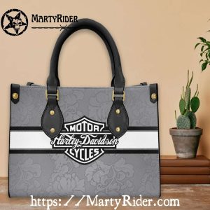 Elegant Gray Floral Harley Davidson Leather Bags