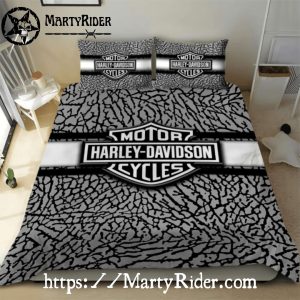 Elephant Print Texture Harley Davidson Bedding Sets Monochrome