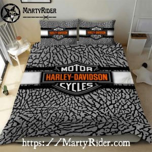 Elephant Skin Pattern Harley Davidson Bedding Sets Black and White