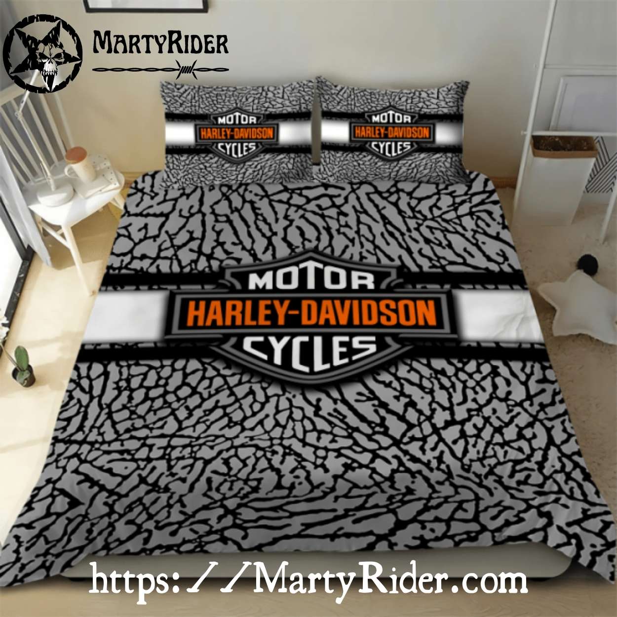 Elephant Skin Pattern Harley Davidson Bedding Sets Black and White Elephant Skin Pattern Harley Davidson Bedding Sets Black and White