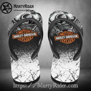 Engine Fade Harley Davidson Flip Flops in Black White