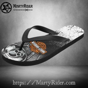 Engine Fade Harley Davidson Flip Flops in Black White
