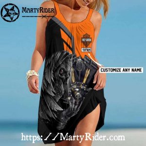 Engine Skull Harley Davidson Beach Dress Bold Custom Look