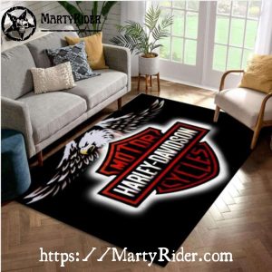 Fierce Eagle Red Badge Harley Davidson Rugs
