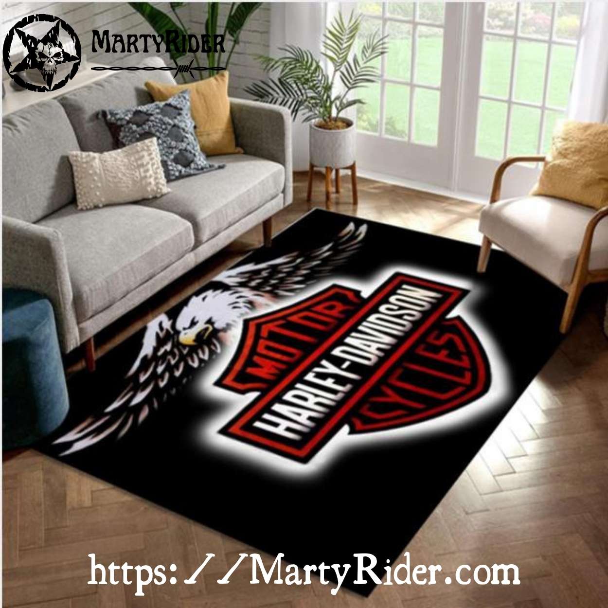 Fierce Eagle Red Badge Harley Davidson Rugs Fierce Eagle Red Badge Harley Davidson Rugs