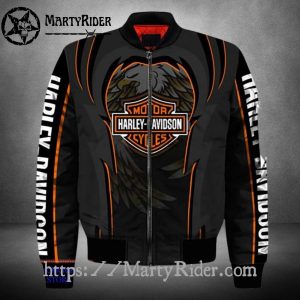 Fierce Eagle bomber jacket harley davidson black orange style