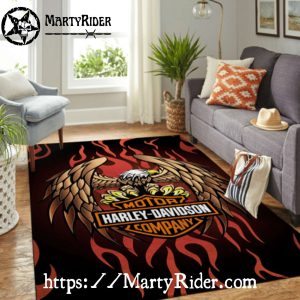 Fiery Gold Claw Eagle Harley Davidson Rugs