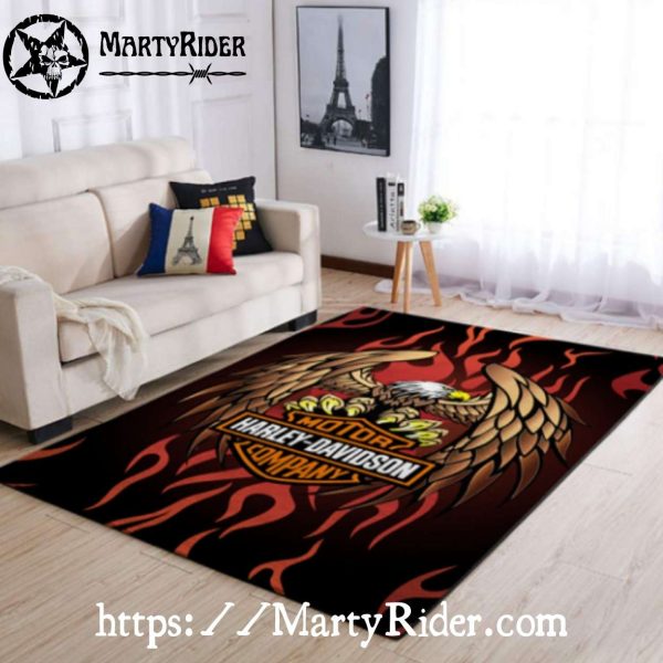 Fiery Gold Claw Eagle Harley Davidson Rugs