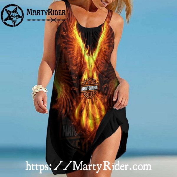 Fiery Phoenix Harley Davidson Beach Dress Power