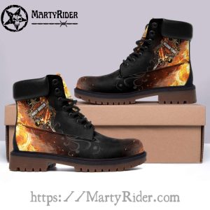 Fiery Skull Flame Harley Davidson Mens Riding Boots