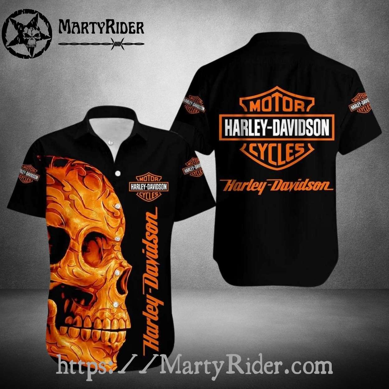 Fiery Skull Graphic Harley Davidson Hawaiian Shirt Black Fiery Skull Graphic Harley Davidson Hawaiian Shirt Black