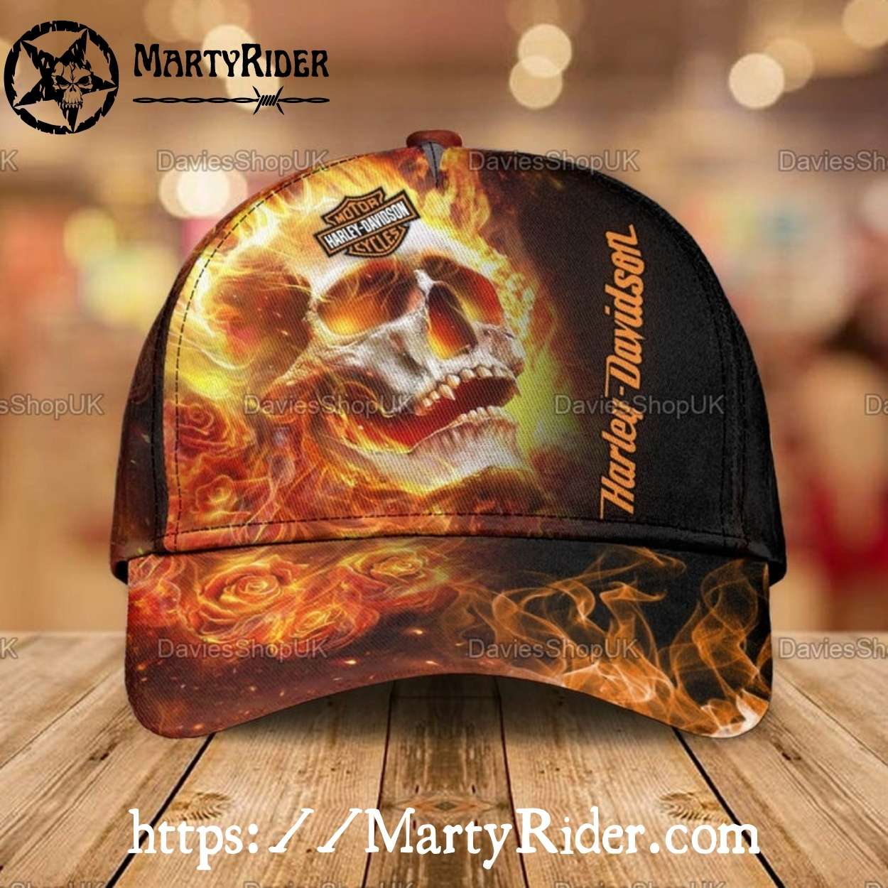 Fiery Skull Harley Davidson Caps – Rose Flame Edition Fiery Skull Harley Davidson Caps – Rose Flame Edition
