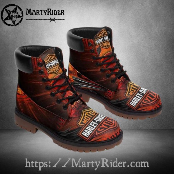 Fire Logo Harley Davidson Shoes Timberland Mens Riding Boots