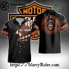 Flaming Skull Harley Davidson Aloha Shirt With Eagle Crest