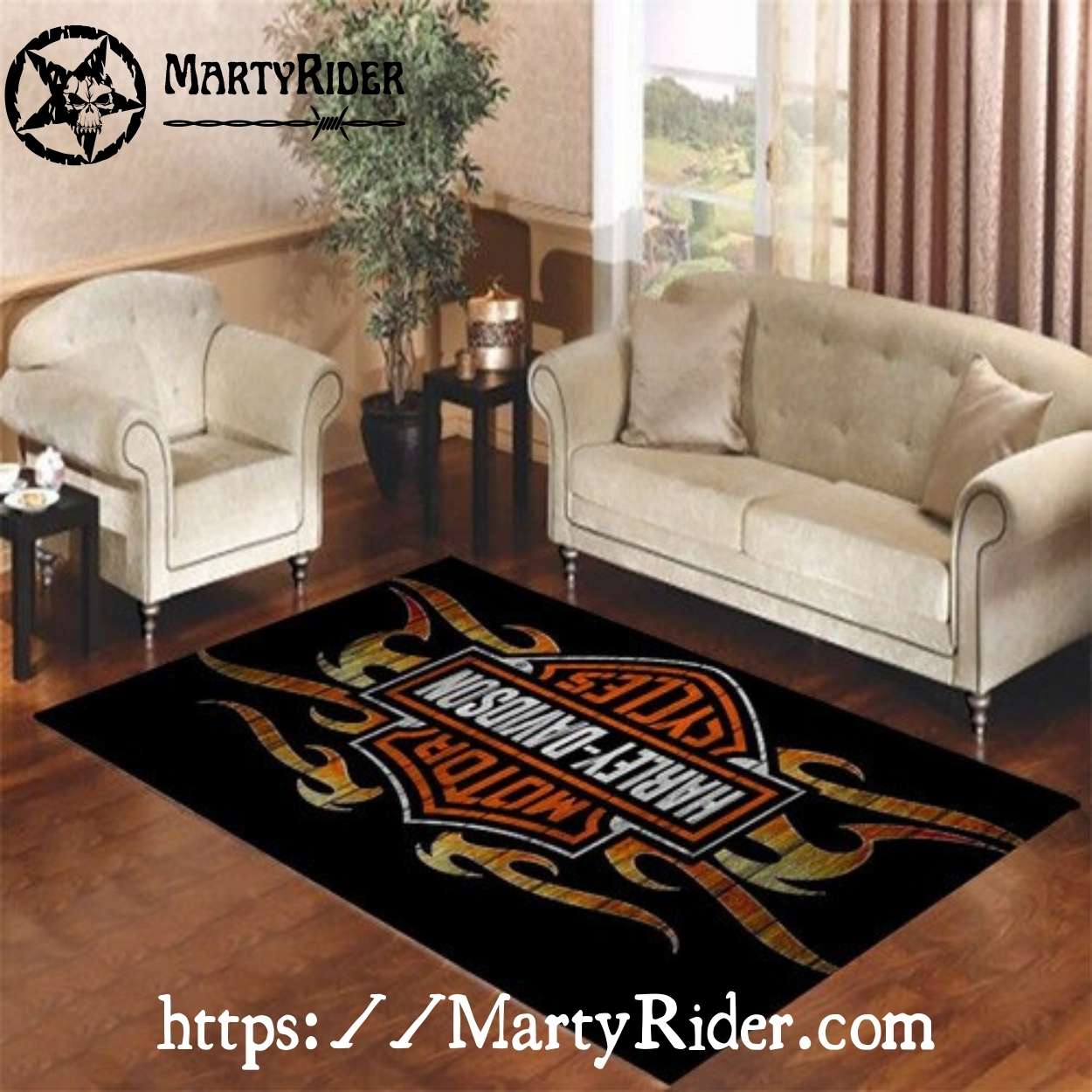 Flaming Bar and Shield Harley Davidson Rugs Flaming Bar and Shield Harley Davidson Rugs