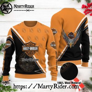 Flaming Eagle Logo Harley Davidson Ugly Xmas Sweater