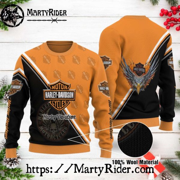 Flaming Eagle Logo Harley Davidson Ugly Xmas Sweater