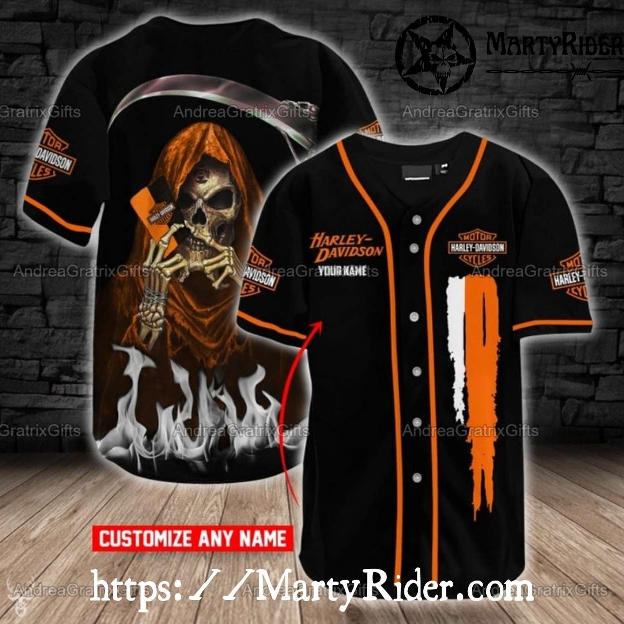 Flaming Grim Reaper Harley Davidson Baseball Shirt Custom Flaming Grim Reaper Harley Davidson Baseball Shirt Custom