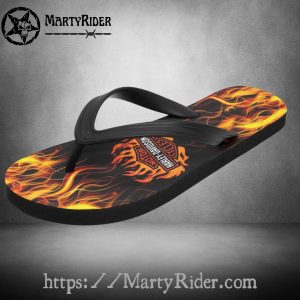 Flaming Logo Harley Davidson Flip Flops Inferno Print