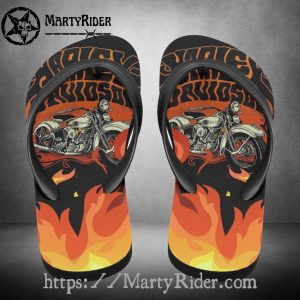 Flaming Ride Harley Davidson Flip Flops Motorcycle Art