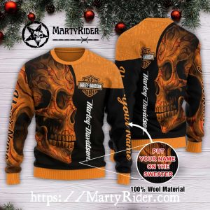 Flaming Skull Custom Harley Davidson Ugly Xmas Sweater