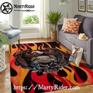 Flaming Skull Eagle Grip Harley Davidson Rugs