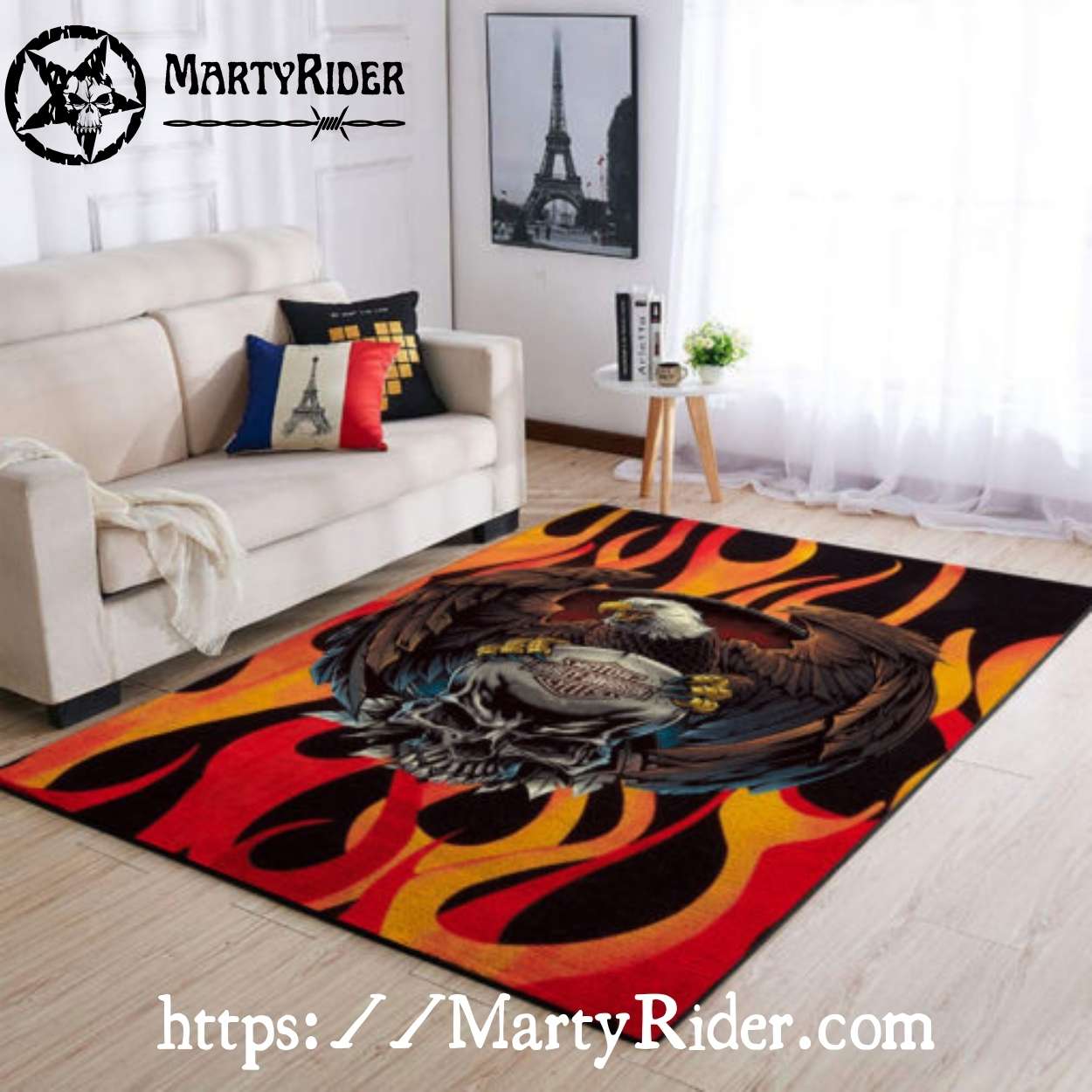 Flaming Skull Eagle Grip Harley Davidson Rugs Flaming Skull Eagle Grip Harley Davidson Rugs