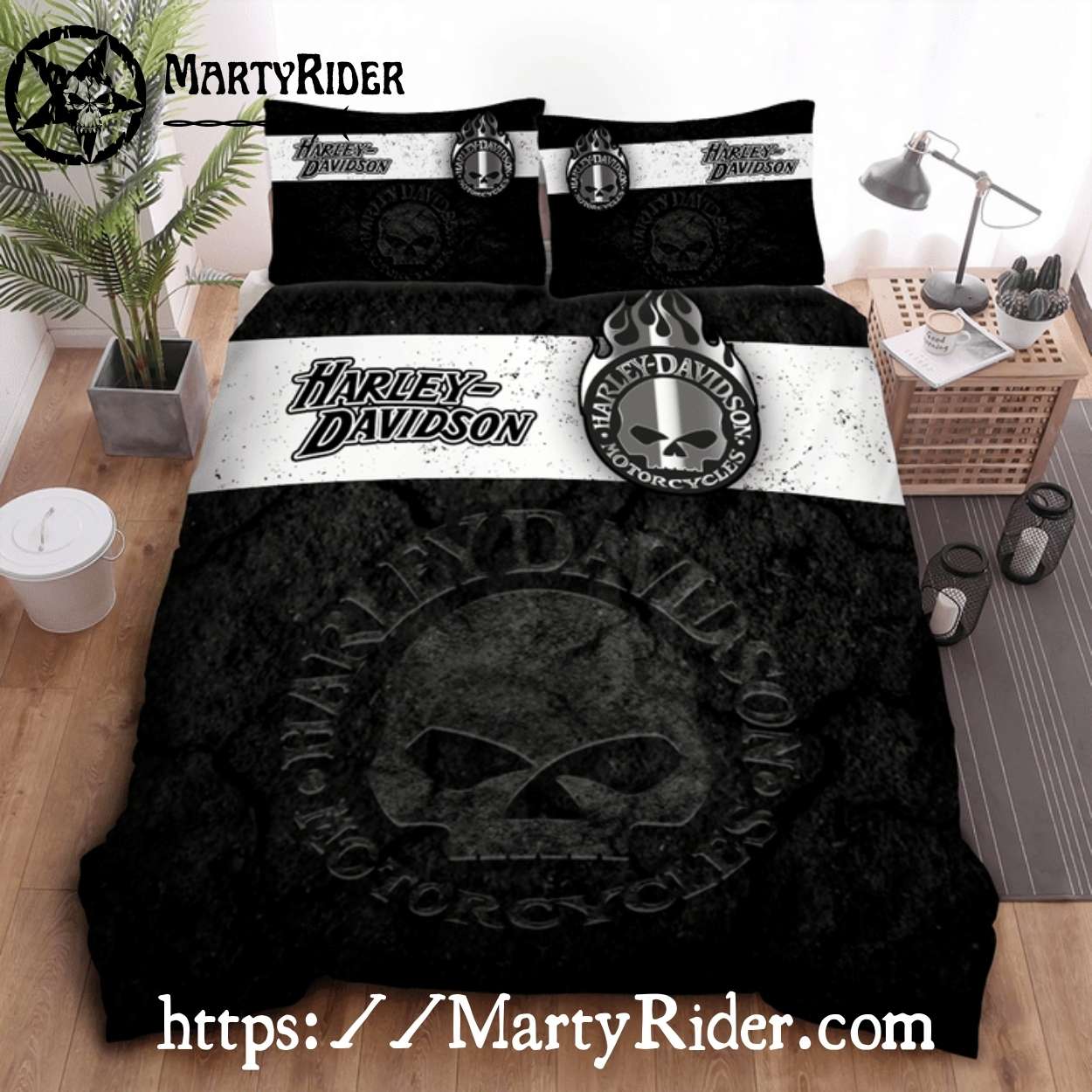 Flaming Skull Harley Davidson Bedding Sets Black Texture Flaming Skull Harley Davidson Bedding Sets Black Texture