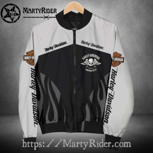 Flaming Skull Harley Davidson Bomber Jacket bomber harley design 1