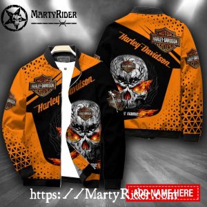 Flaming Skull Harley Davidson Bomber Jackets bomber jacket harley davidson 1