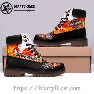 Flaming Skull Harley Davidson Shoes Timberland Boots