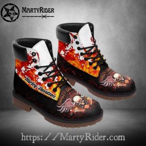 Flaming Skull Harley Davidson Shoes Timberland Boots