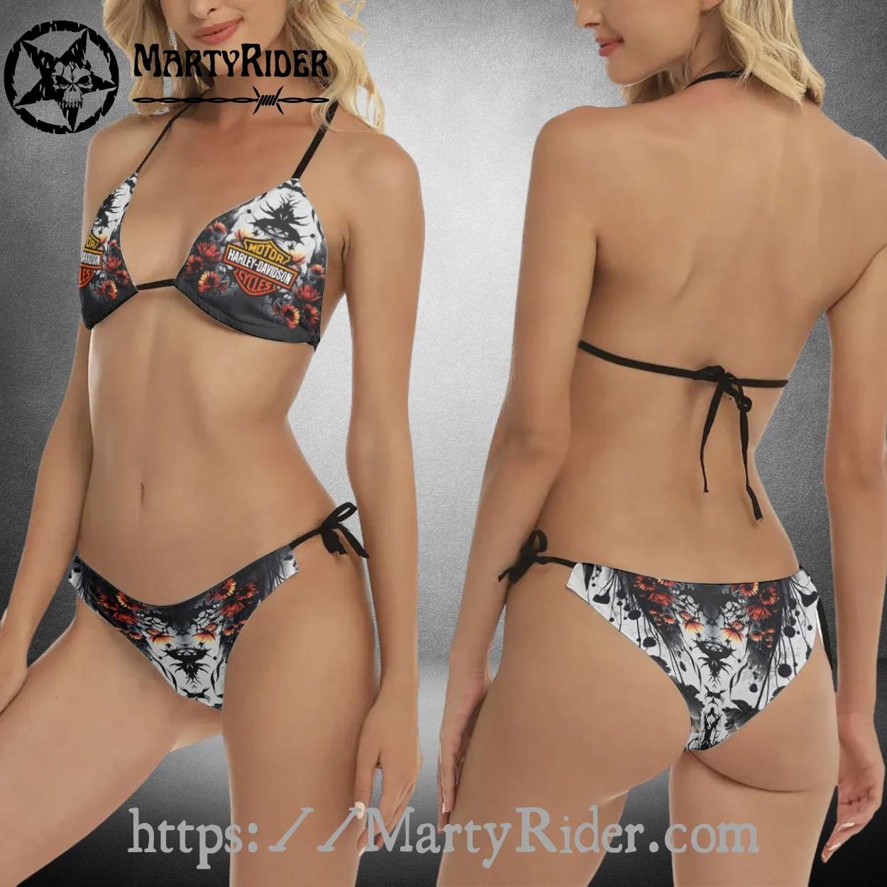 Floral Flame Bikini Harley Davidson Dark Tropics Floral Flame Bikini Harley Davidson Dark Tropics