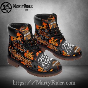 Floral Flame Graphic Harley Davidson Timberland Boots