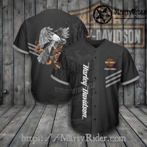 Flying Eagle Art Harley Davidson Baseball Jersey Shirt